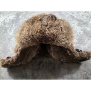 Mad Bomber Trapper Hat Mens Medium Red Black Buffalo Plaid Wool Rabbit Fur Trim